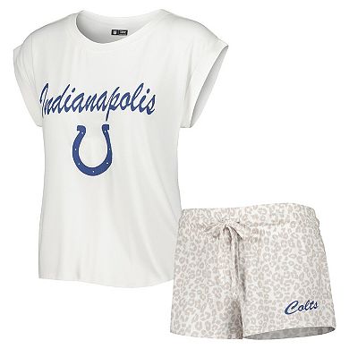 Women's Concepts Sport White/Cream Indianapolis Colts Montana Knit T-Shirt & Shorts Sleep Set