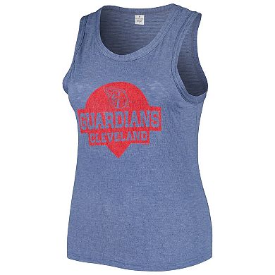 Women's Soft as a Grape Navy Cleveland Guardians Plus Size High Neck Tri-Blend Tank Top
