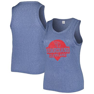 Women's Soft as a Grape Navy Cleveland Guardians Plus Size High Neck Tri-Blend Tank Top