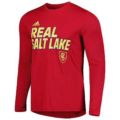 Men's adidas Red Real Salt Lake Jersey Hook AEROREADY Long Sleeve T-Shirt
