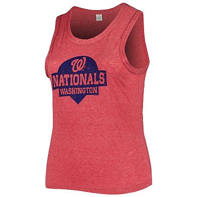 Women's Soft as a Grape Red Washington Nationals Plus Size High Neck Tri-Blend Tank Top