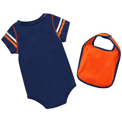 Newborn & Infant Colosseum Navy/Orange Virginia Cavaliers Chocolate Two-Piece Bodysuit & Bib Set