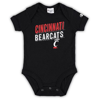 Infant Champion Black/Heather Gray Cincinnati Bearcats I Wanna Be Three-Pack Bodysuit Set