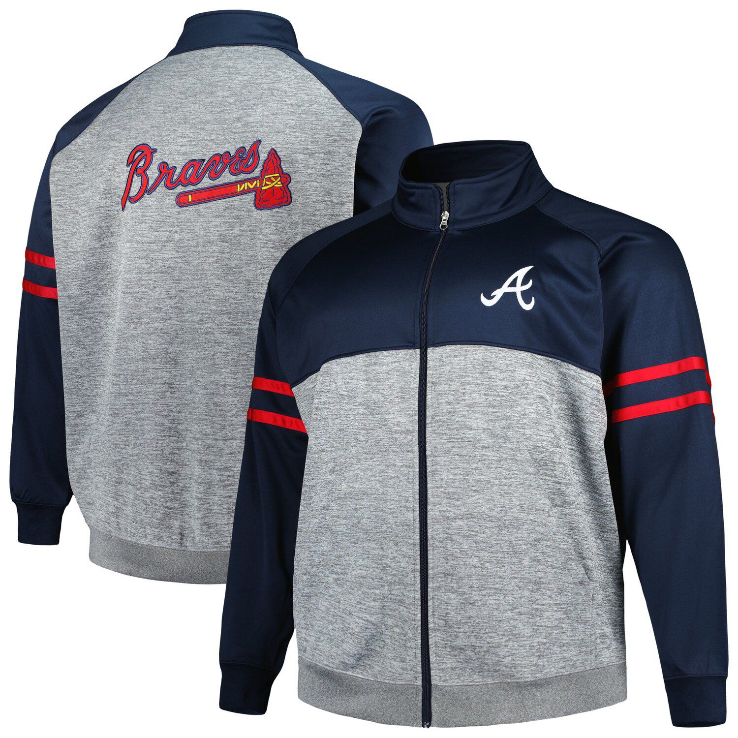 Men's Nike Red/Navy Atlanta Braves Overview Half-Zip Hoodie Jacket