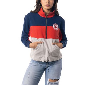 Women's The Wild Collective Navy/Red Boston Red Sox Women's Colorblock 1/4 Zip Jacket