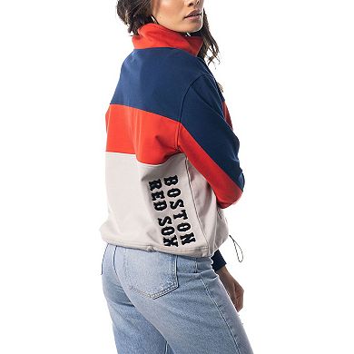 Women's The Wild Collective Navy/Red Boston Red Sox Women's Colorblock 1/4 Zip Jacket