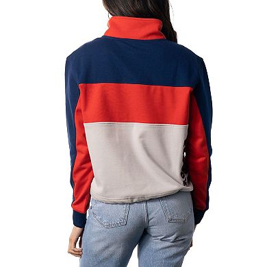 Women's The Wild Collective Navy/Red Boston Red Sox Women's Colorblock 1/4 Zip Jacket
