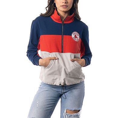 Women's The Wild Collective Navy/Red Boston Red Sox Women's Colorblock 1/4 Zip Jacket