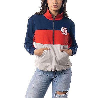 Women's The Wild Collective Navy/Red Boston Red Sox Women's Colorblock 1/4 Zip Jacket