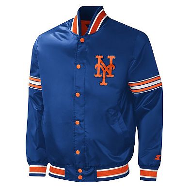 Men's Starter Royal New York Mets Midfield Satin Full-Snap Varsity Jacket