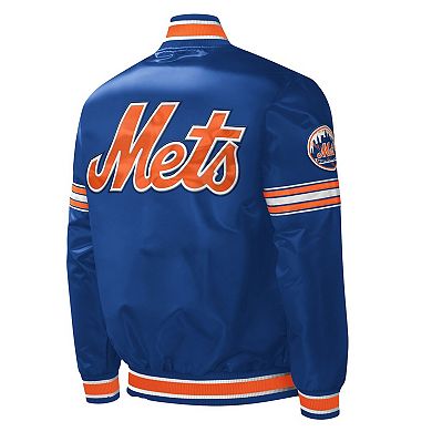 Men's Starter Royal New York Mets Midfield Satin Full-Snap Varsity Jacket