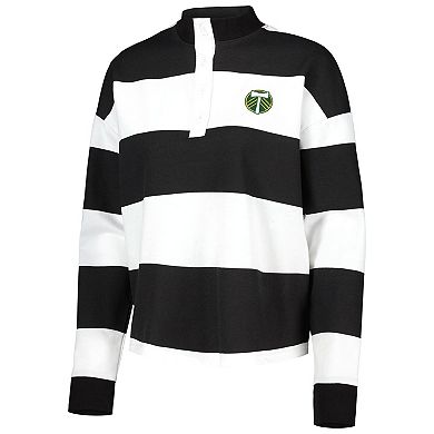 Women's Antigua  White Portland Timbers Radical Rugby Stripe Long Sleeve T-Shirt