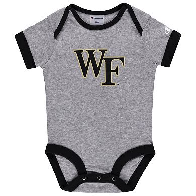 Infant Champion Black/Heather Gray Wake Forest Demon Deacons I Wanna Be Three-Pack Bodysuit Set