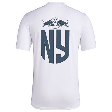 Men's adidas White New York Red Bulls Team Jersey Hook AEROREADY T-Shirt