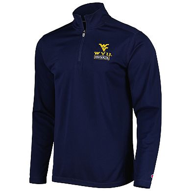 Men's Champion Navy West Virginia Mountaineers Textured Quarter-Zip Jacket