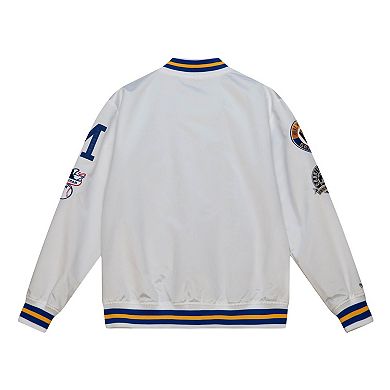 Men's Mitchell & Ness White Milwaukee Brewers City Collection Satin Full-Snap Varsity Jacket