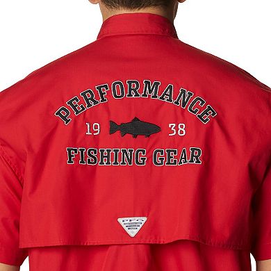 Men's Columbia Scarlet Ohio State Buckeyes Bonehead Button-Up Shirt