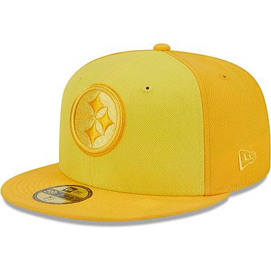 Men's New Era Gold Pittsburgh Steelers Tri-Tone 59FIFTY Fitted Hat