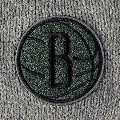 Women's Lusso Gray Brooklyn Nets Scarletts Lantern Sleeve Tri-Blend V-Neck Pullover Sweater