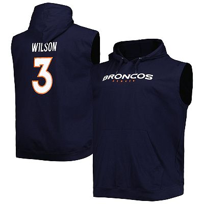 Men s Russell Wilson Navy Denver Broncos Big Tall Muscle Pullover Hoodie