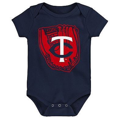 Newborn & Infant Navy/Red/White Minnesota Twins Minor League Player Three-Pack Bodysuit Set