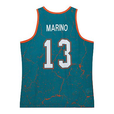 Men's Mitchell & Ness Dan Marino Aqua Miami Dolphins 1990 Player Burst Tank Top