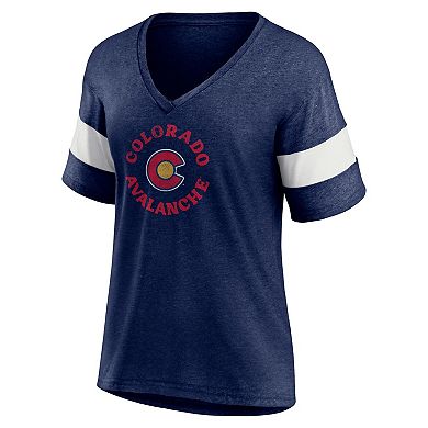 Women's Fanatics Branded Heather Navy Colorado Avalanche Special Edition 2.0 Ring The Alarm Tri-Blend V-Neck T-Shirt
