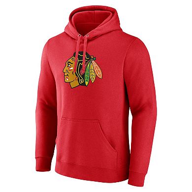 Men's Fanatics Branded Red Chicago Blackhawks Primary Logo Pullover Hoodie