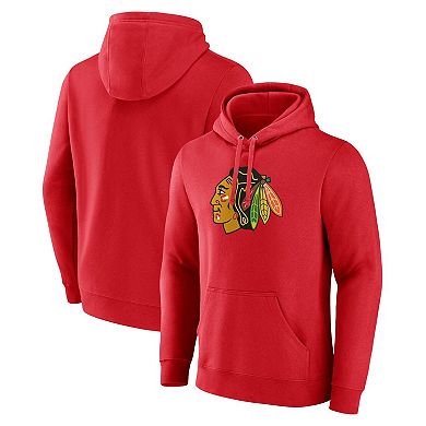 Men's Fanatics Branded Red Chicago Blackhawks Primary Logo Pullover Hoodie