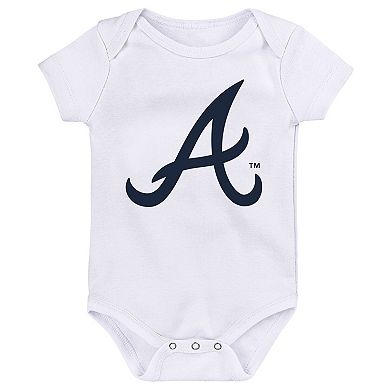 Infant Red/Navy/White Atlanta Braves Minor League Player Three-Pack Bodysuit Set