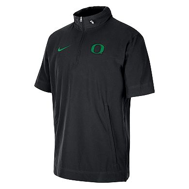 Men's Nike Black Oregon Ducks Coaches Half-Zip Short Sleeve Jacket