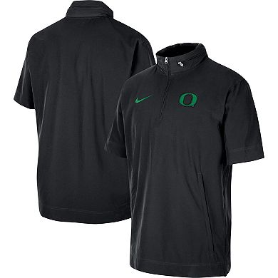 Men's Nike Black Oregon Ducks Coaches Half-Zip Short Sleeve Jacket