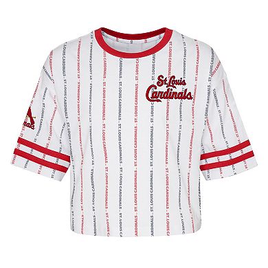 Girls Youth White St. Louis Cardinals Ball Striped T-Shirt