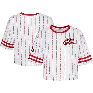 Girls Youth White St. Louis Cardinals Ball Striped T-Shirt