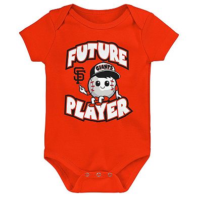 Newborn & Infant Orange/Black/White San Francisco Giants Minor League Player Three-Pack Bodysuit Set