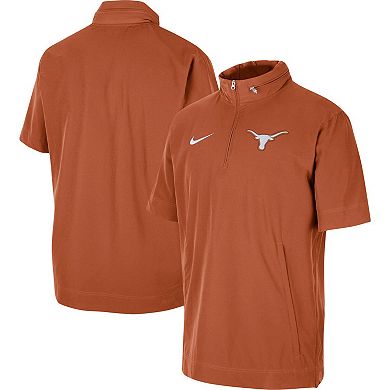 Men's Nike Texas Orange Texas Longhorns Coaches Half-Zip Short Sleeve Jacket