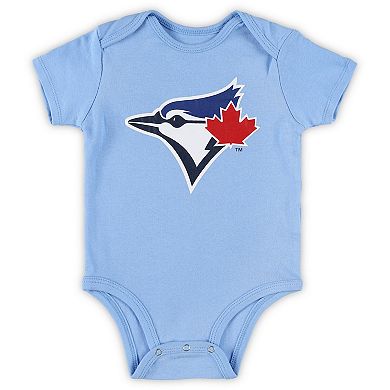 Infant Powder Blue /White/Heather Gray Toronto Blue Jays Biggest Little Fan 3-Pack Bodysuit Set