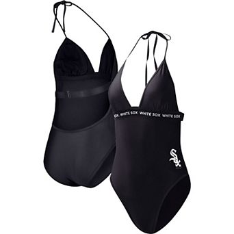 Women's G-III 4Her by Carl Banks Black Chicago White Sox Full Count One-Piece Swimsuit