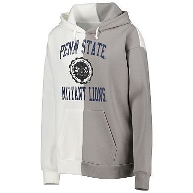 Women's Gameday Couture Gray/White Penn State Nittany Lions Split Pullover Hoodie