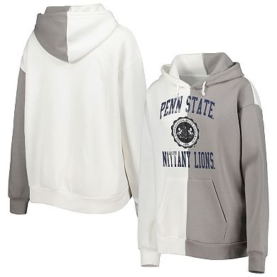 Women's Gameday Couture Gray/White Penn State Nittany Lions Split Pullover Hoodie