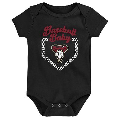 Infant Red/Black/Pink Arizona Diamondbacks Baseball Baby 3-Pack Bodysuit Set