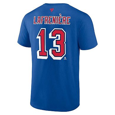Men's Fanatics Branded Alexis Lafreniere Royal New York Rangers Special Edition 2.0 Name & Number T-Shirt