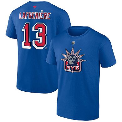 Men's Fanatics Branded Alexis Lafreniere Royal New York Rangers Special Edition 2.0 Name & Number T-Shirt