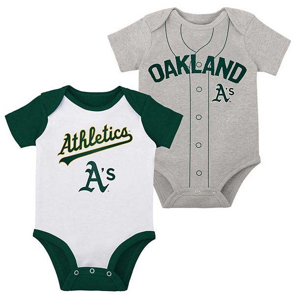 Newborn & Infant White/Heather Gray Oakland Athletics Little Slugger TwoPack Bodysuit Set