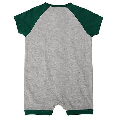 Infant Heather Gray Oakland Athletics Extra Base Hit Raglan Full-Snap Romper