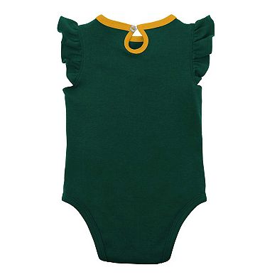 Newborn & Infant Green/Gold Oakland Athletics Three-Piece Love of Baseball Bib Bodysuit & Booties Set