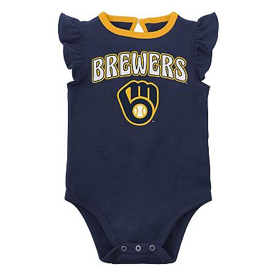 Infant Navy/Heather Gray Milwaukee Brewers Little Fan Two-Pack Bodysuit Set