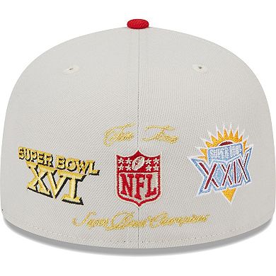 Men's New Era Khaki/Scarlet San Francisco 49ers Super Bowl Champions Patch 59FIFTY Fitted Hat