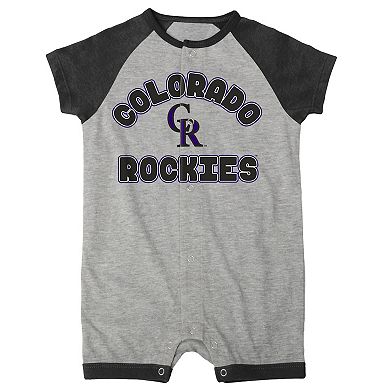 Newborn & Infant Heather Gray Colorado Rockies Extra Base Hit Raglan Full-Snap Romper