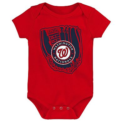 Newborn & Infant Navy/Red/White Washington Nationals Minor League Player Three-Pack Bodysuit Set